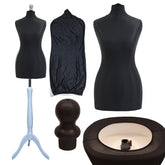 Display Guru Uk Size 8/10 Female Dressmakers Tailors Dummy Mannequin, Black Torso Bust With SilverWood Tripod Stand